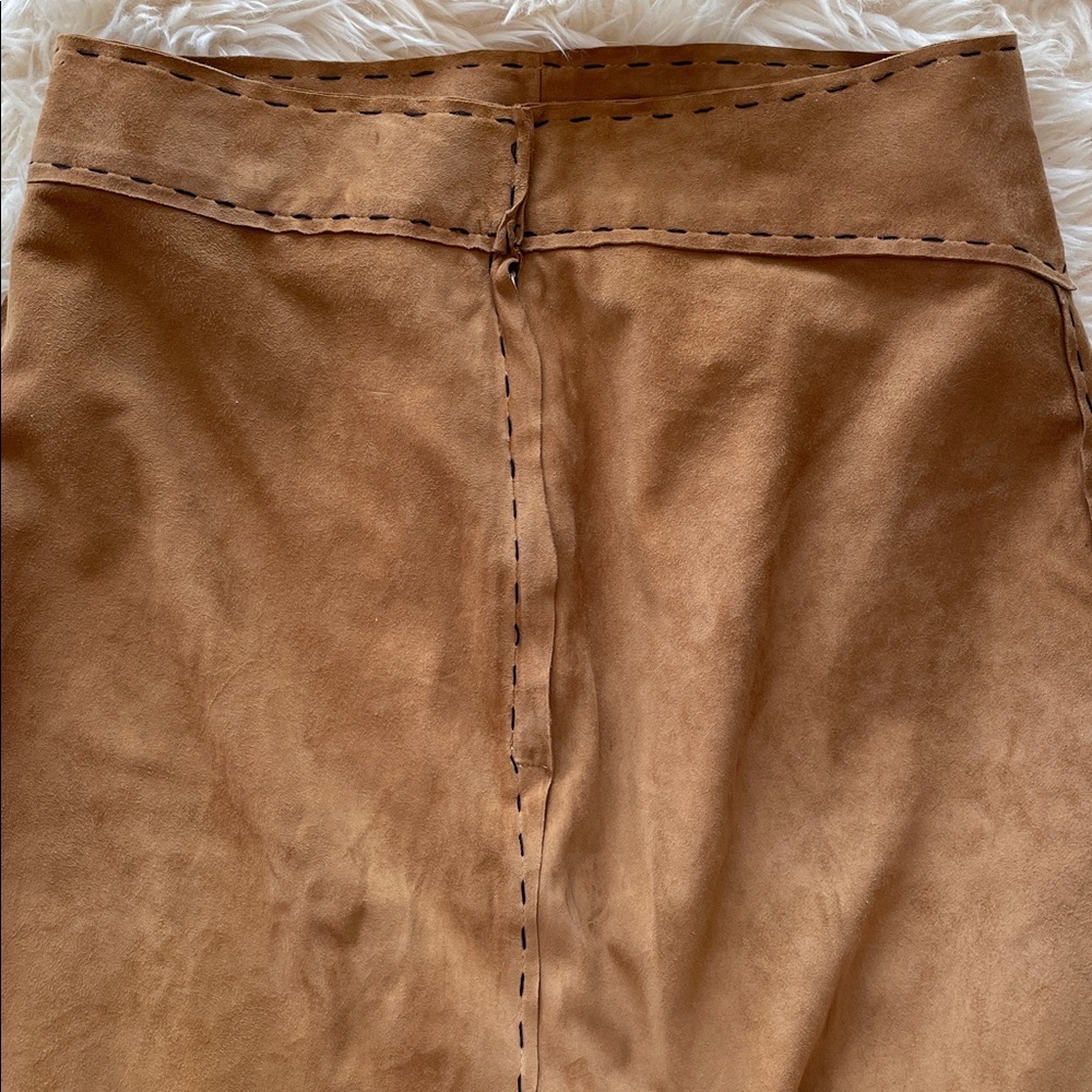 VTG.Easton Pearson Elegant Gold Brown Kid Suede Silk Lining Maxi Skirt - Picture 6 of 12